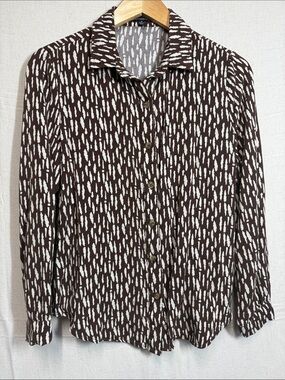 Chocolate Brown and Cream Abstract Print Button-Down Shirt